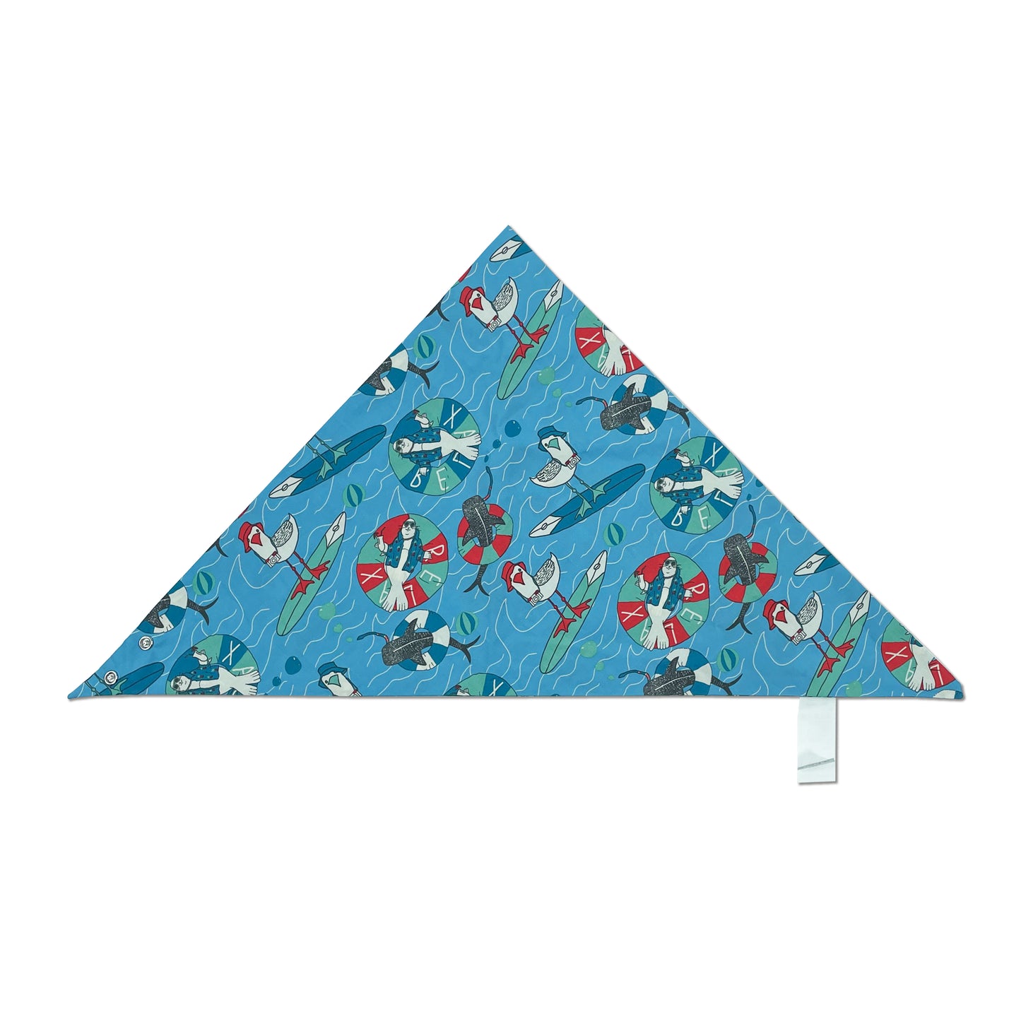 童裝有機棉配飾 - 海藍海鷗印花圍巾