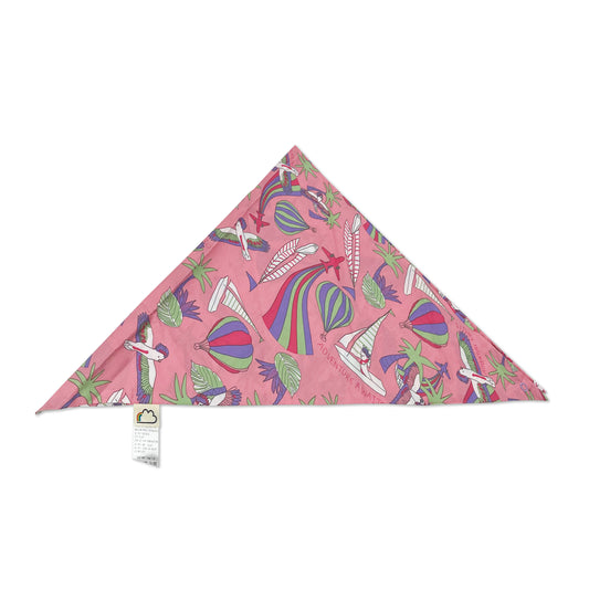 童裝有機棉配飾 - 粉紅鸚鵡印花圍巾