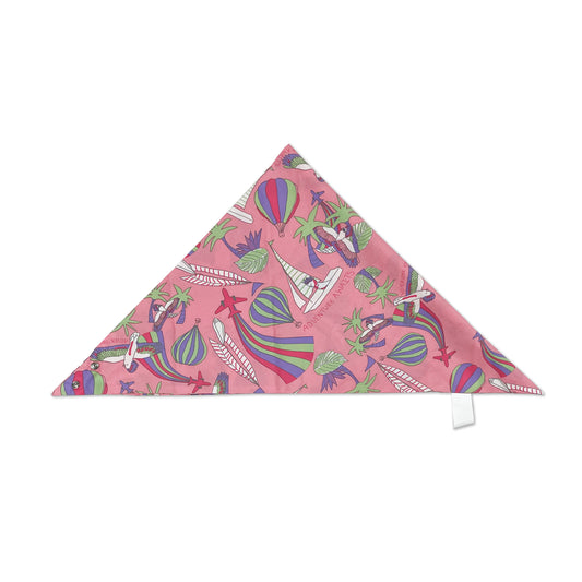 童裝有機棉配飾 - 粉紅鸚鵡印花圍巾