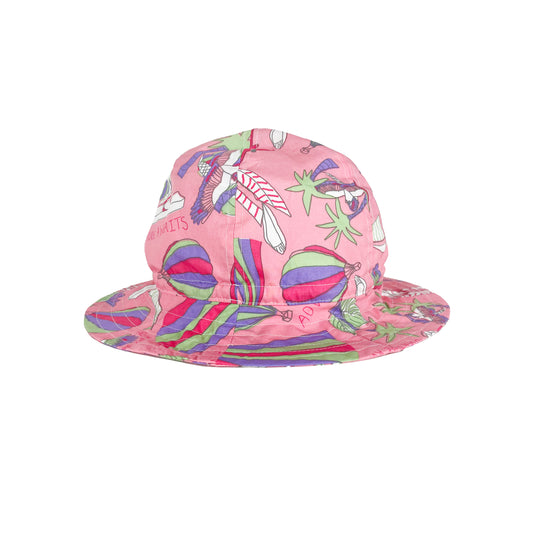 童裝有機棉配飾 - 粉紅色鸚鵡太陽帽