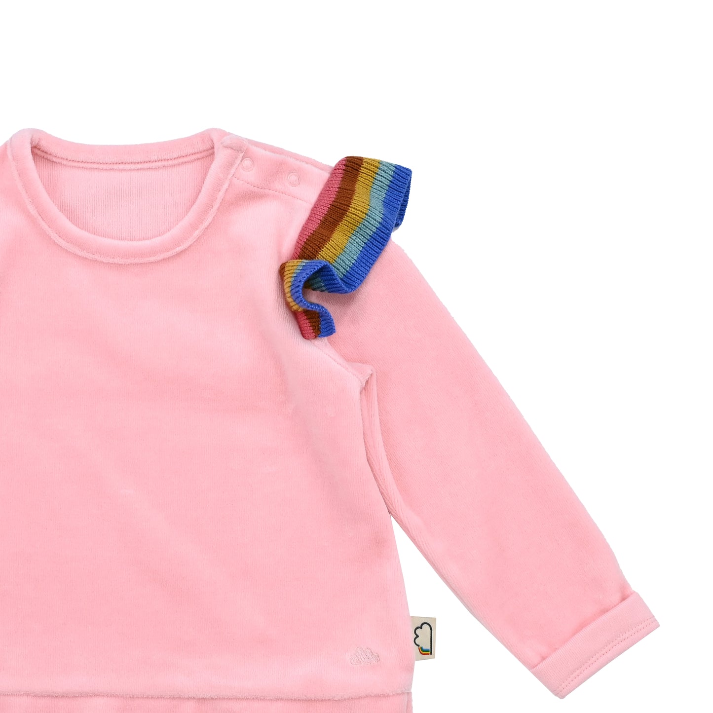 嬰兒服裝 - 純色拼彩虹針織運動套裝