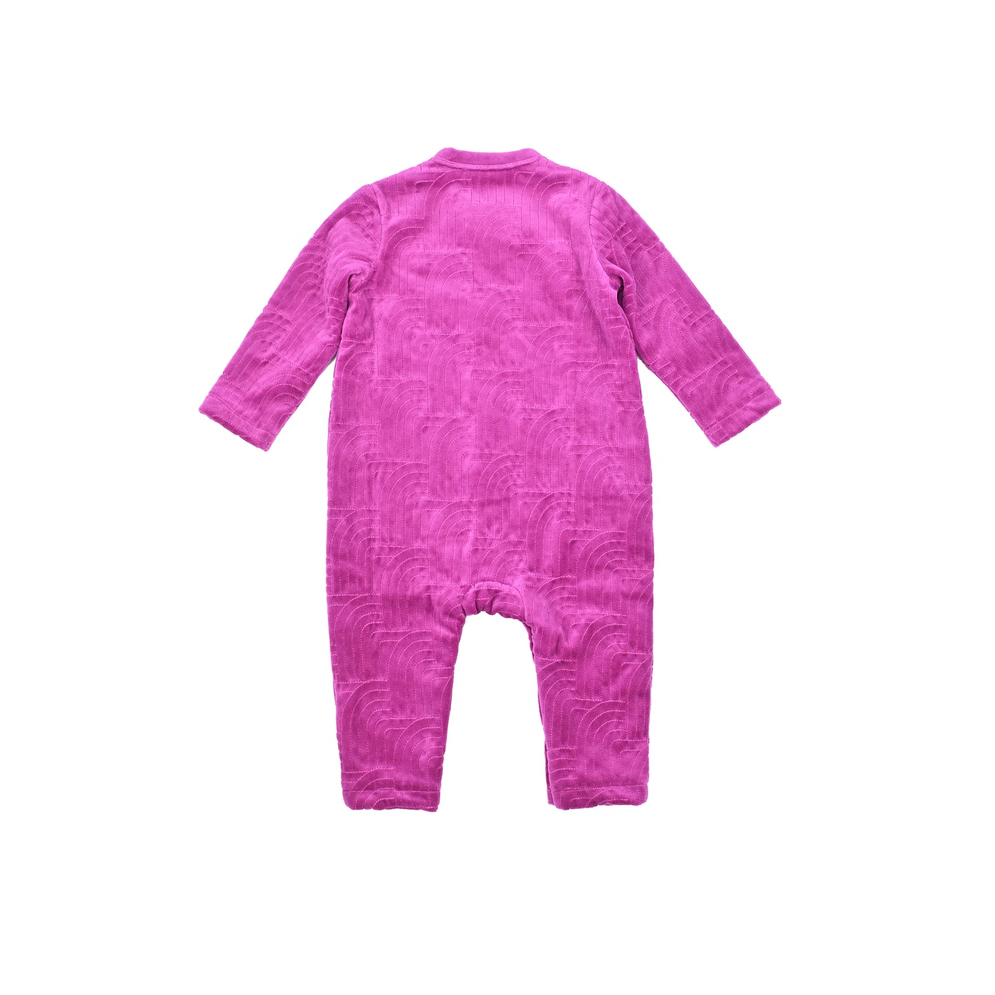 BABY VELOUR RAINBOW EMBROIDERED SIDE BUTTON PLAYSUIT