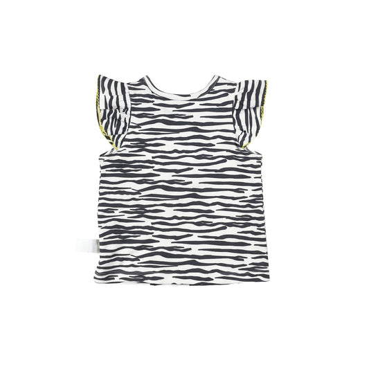 KIDS ZEBRA PRINT FRILL SLEEVE TOP